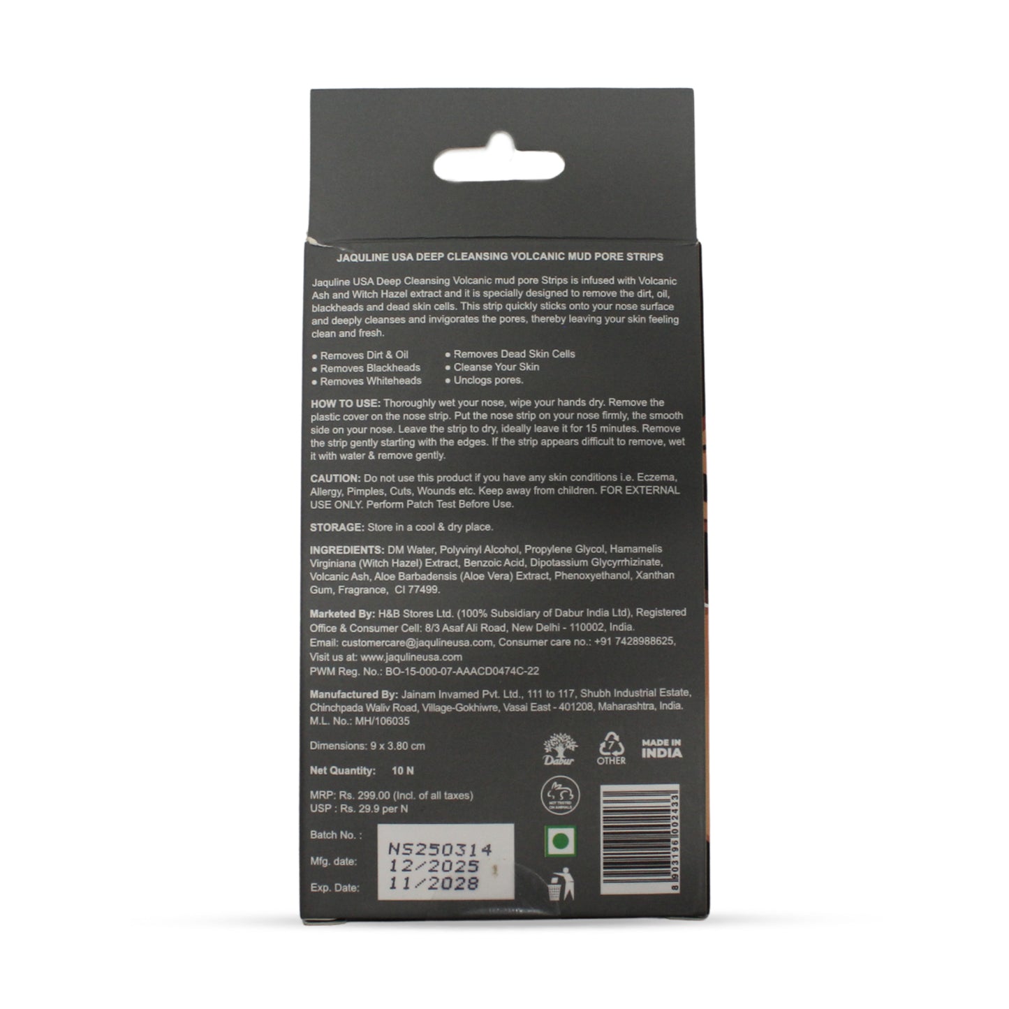 Jaquline USA Volcanic Mud Nose Strip