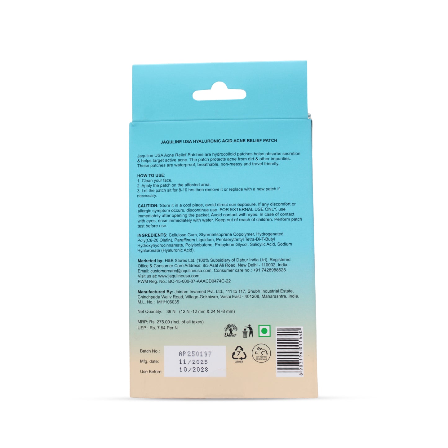 Jaquline USA Acne Relief Patch Hyaluronic Acid