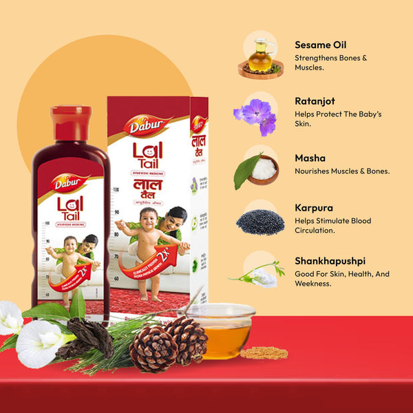 Dabur Lal Tail - Ayurvedic Baby Oil 2x Faster Physical Growth