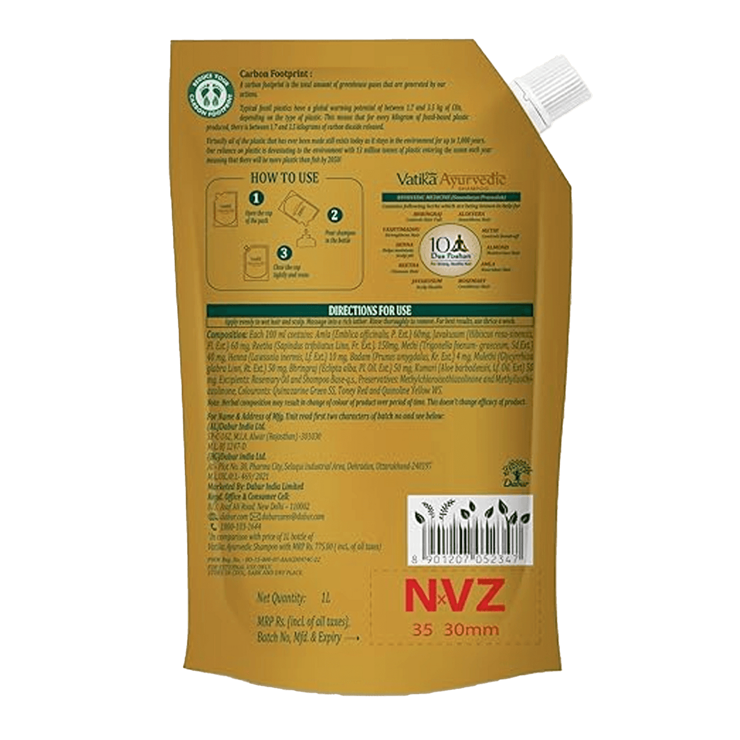 Dabur Vatika Naturals Ayurvedic Shampoo Pouch - Daburshop