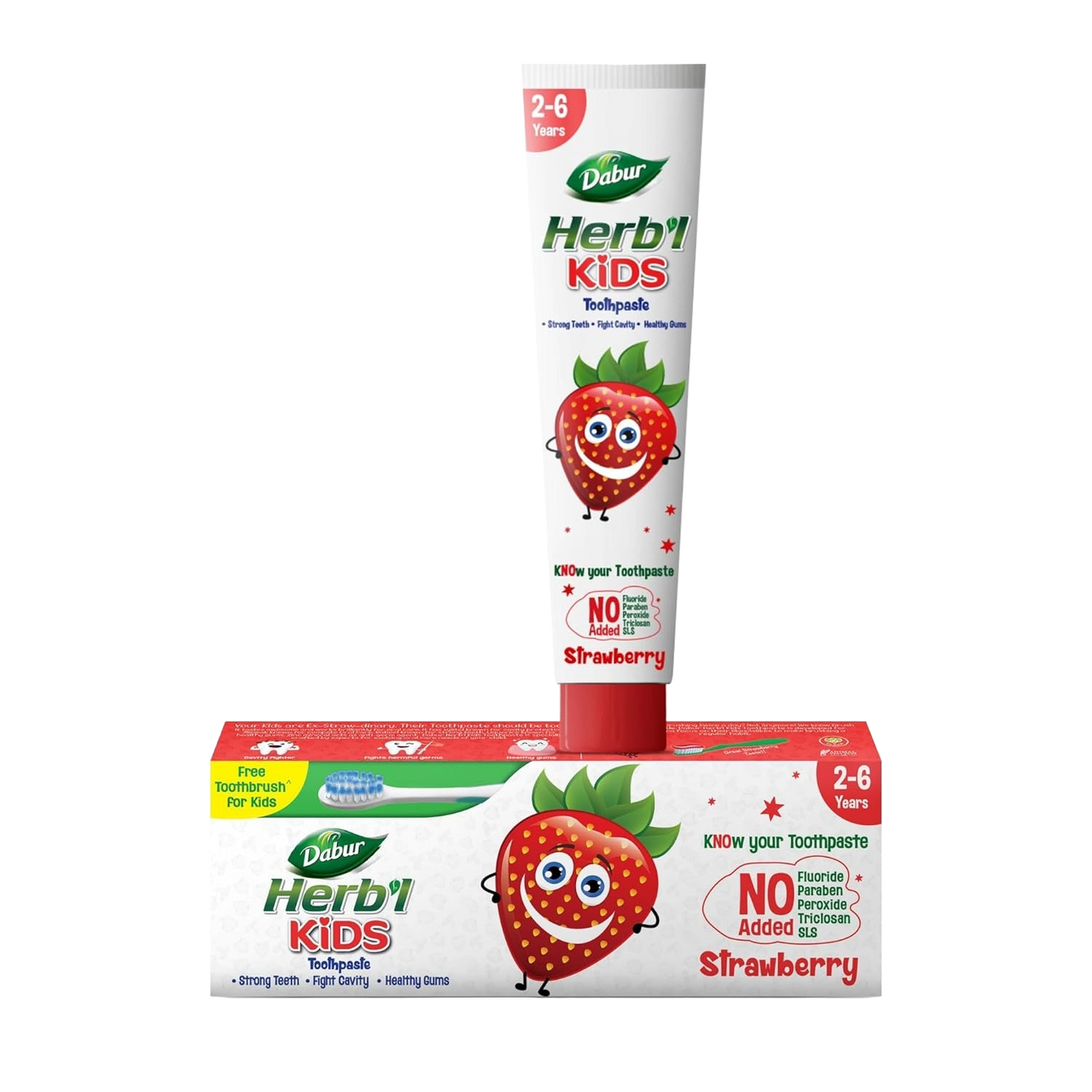 Dabur Herb'l Kids Strawberry Toothpaste (Free Toothbrush)