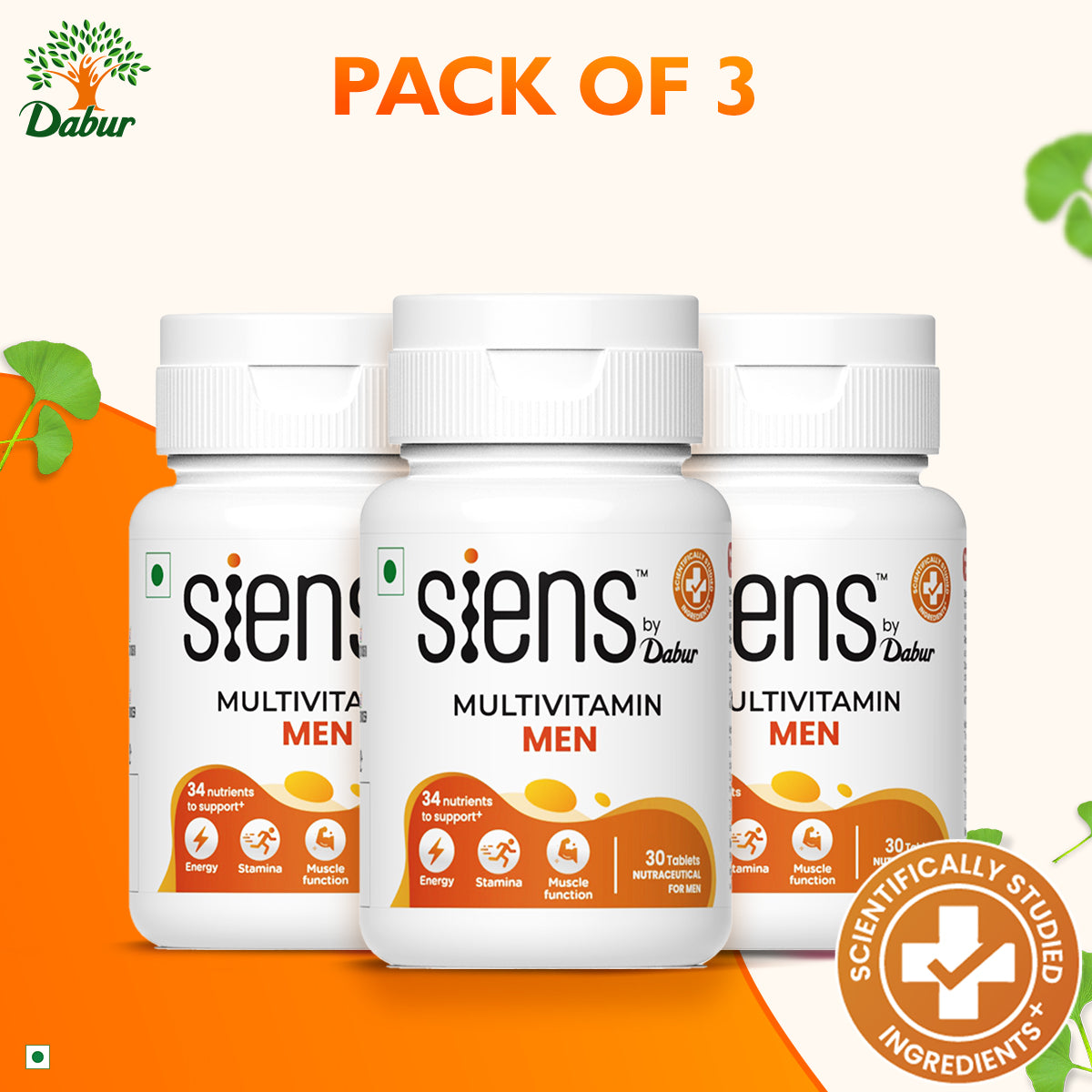 Siens By Dabur Multivitamin for Men | 34 nutrients to Support Energy, Muscle Function & Stamina