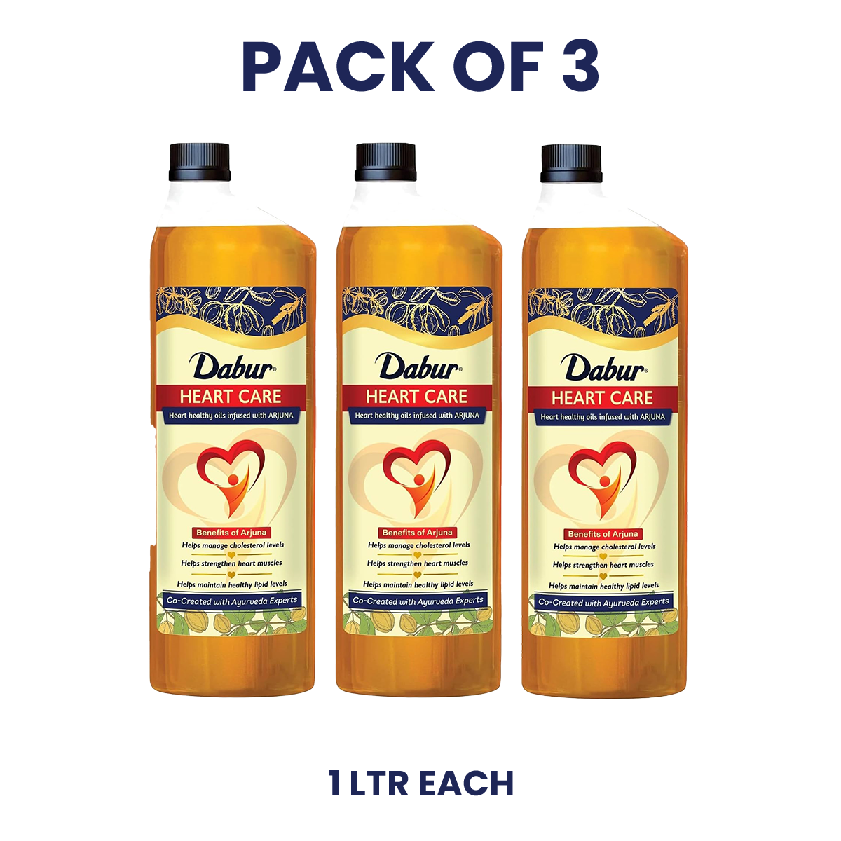 Dabur Heart Care Oil with Arjuna | Rice Bran Oil, Flaxseed oil & Sesame oil | Goodness of MUFA, PUFA and Oryzanol