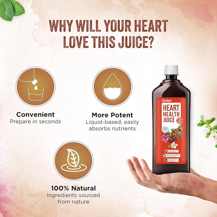 Dabur Heart Health Juice | Enriched with 10+ Ayurvedic Herbs | No Artificial Colors, Flavours & Added Sugars