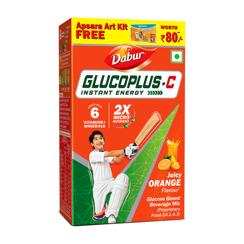 Glucoplus C Orange  Pack For Instant Energy + Free Art Kit
