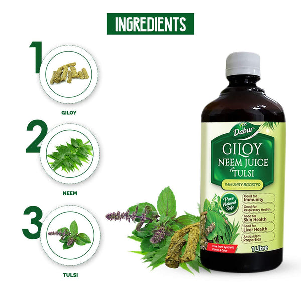 Dabur Giloy Neem Tulsi Juice for Immunity, Respiratory, Skin & Liver Health