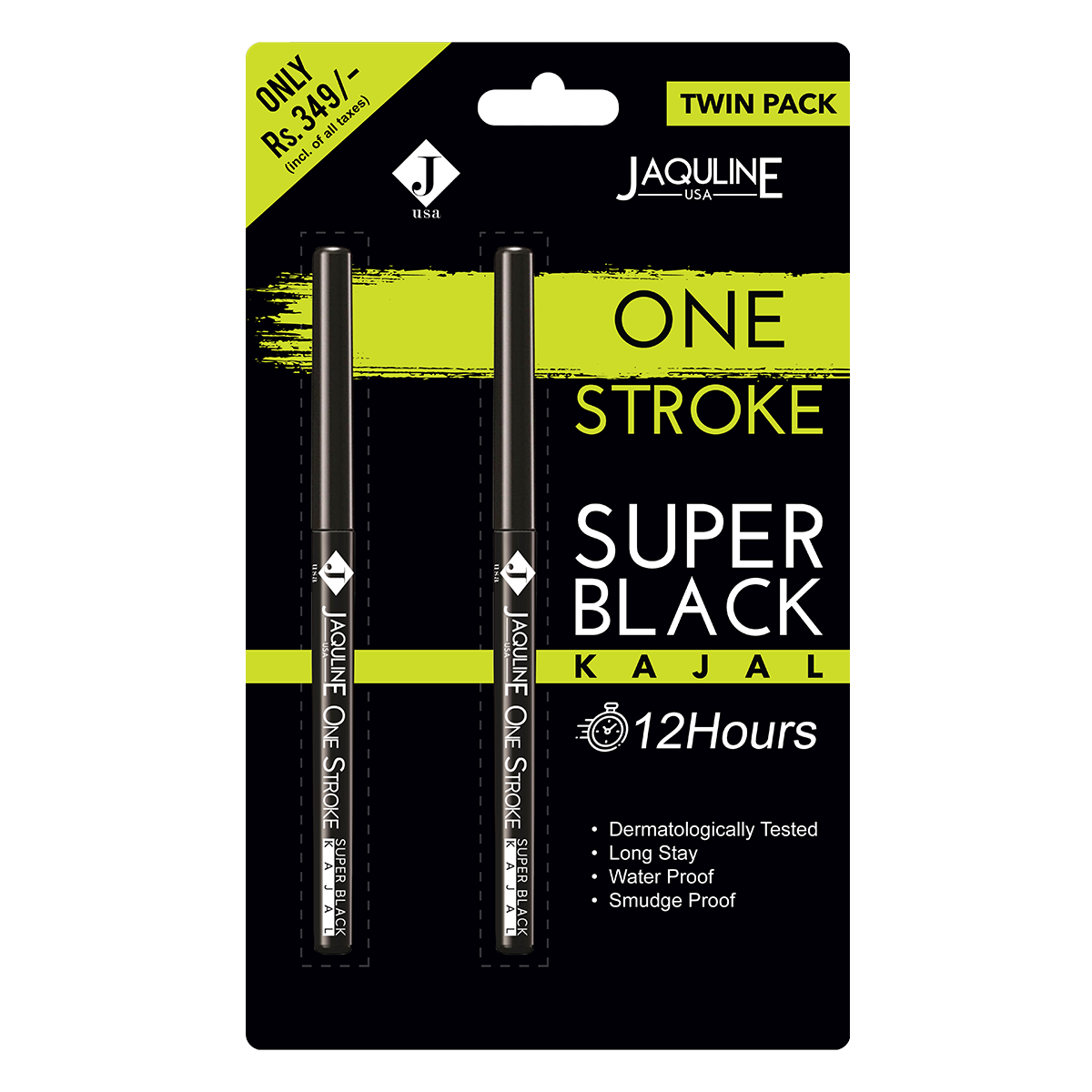 Jaquline USA OneStroke Super Black Kajal Twin Pack(0.30 gm+0.30 gm)