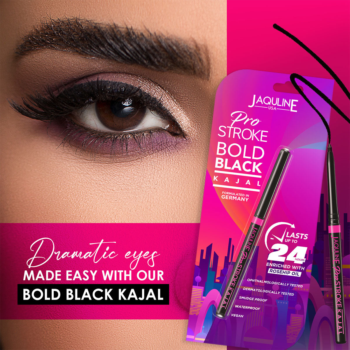 Jaquline USA Pro Stroke 24hr Black Kajal Pack of 2