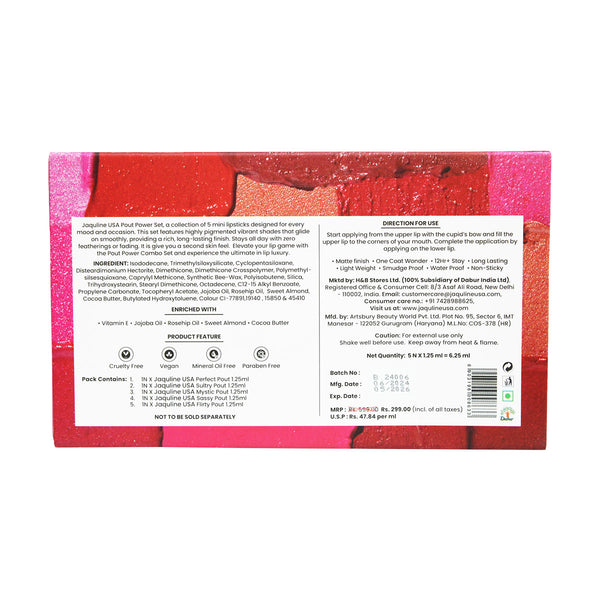 Jaquline USA Pout Power Liquid Mini Lipstick  (1.25ml Each)