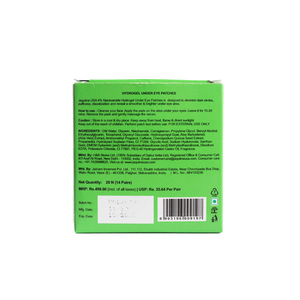 Jaquline USA 4% Niacinamide Hydrogel Under Eye Patches