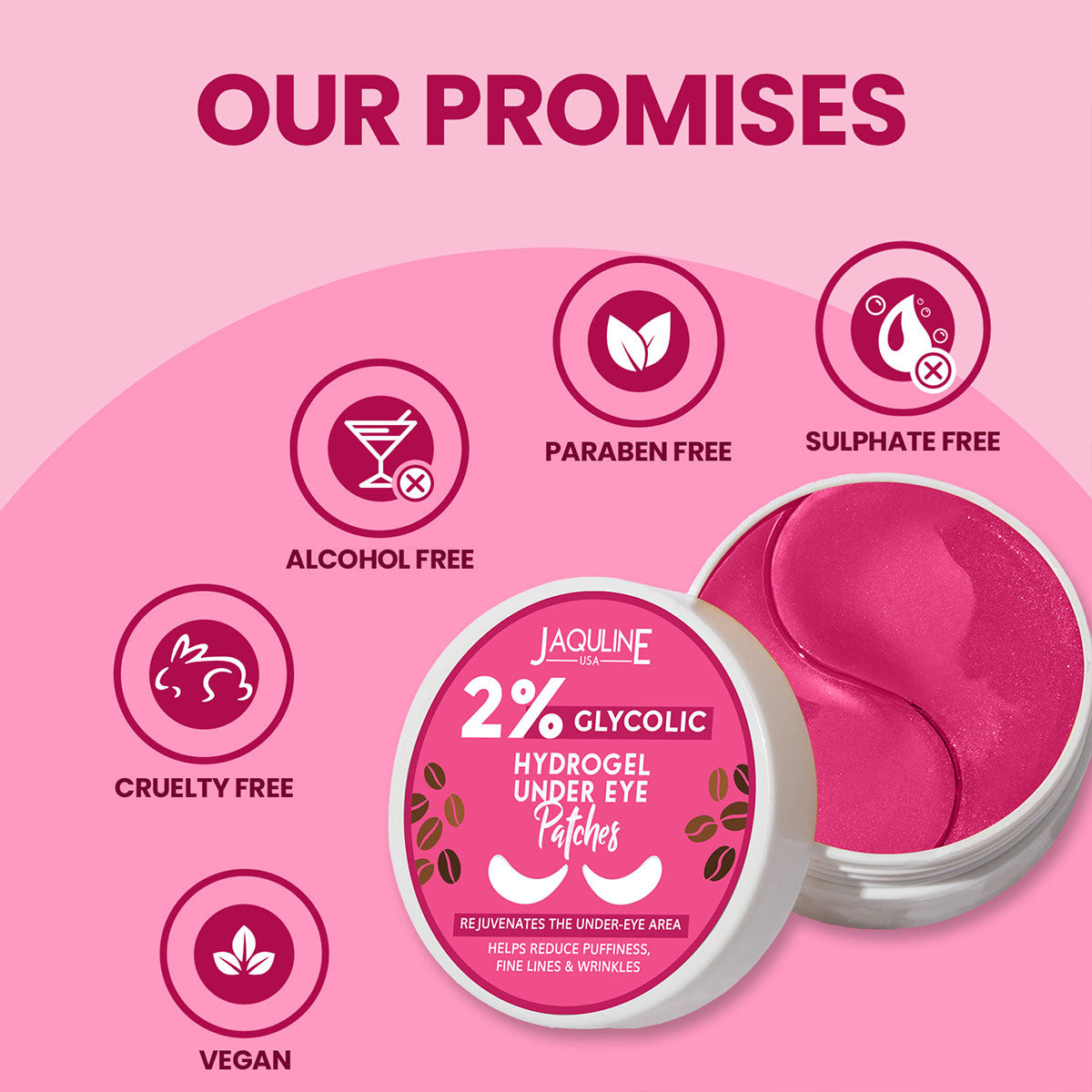 Jaquline USA 2% Glycolic Hydrogel Under Eye Patches