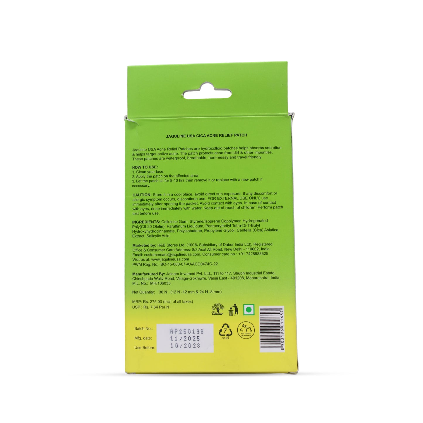 Jaquline USA Acne Relief Patch Cica