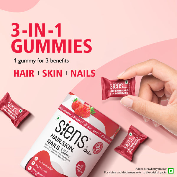 Siens by Dabur Skin Glow & Hair Growth Combo: Hydrolyzed Marine Collagen, 100 g + Hair, Skin & Nails Gummies, 30s pack