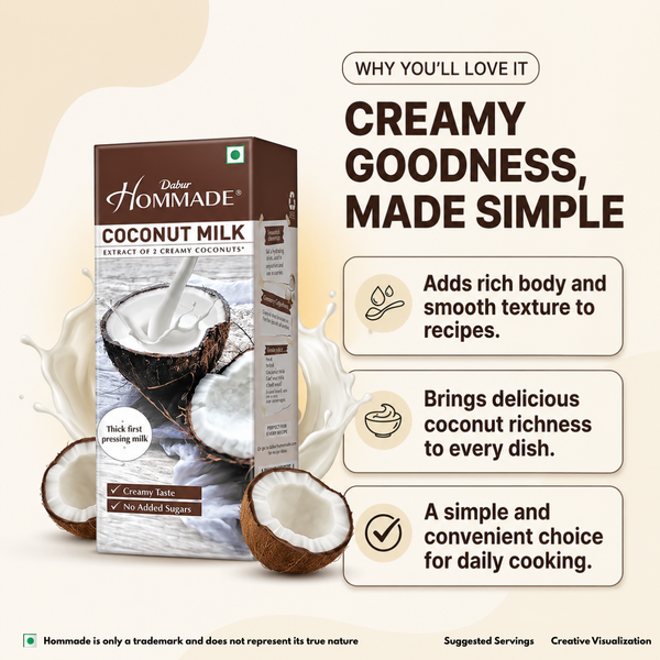 Dabur Hommade Coconut Milk 200ml | 2 Creamy Coconuts