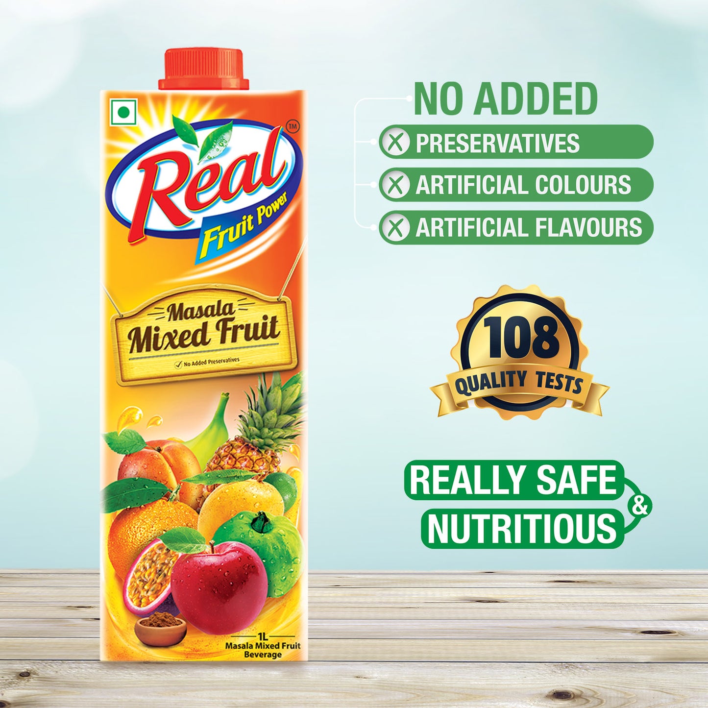 Real Fruit Power Masala Mixed Fruit 1 Ltr (Pack of 2)