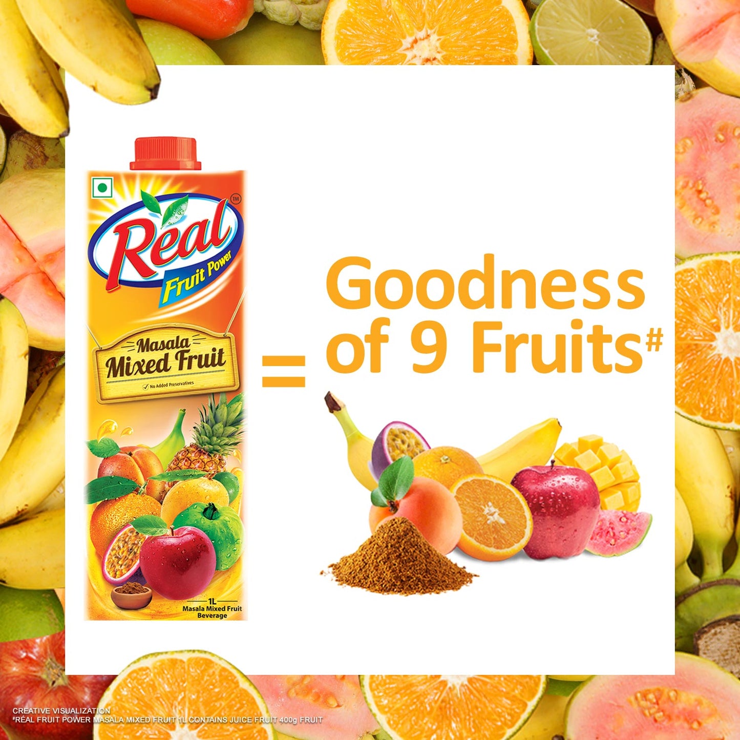 Real Fruit Power Masala Mixed Fruit 1 Ltr (Pack of 2)