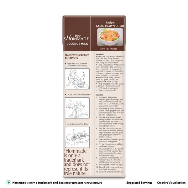 Dabur Hommade Coconut Milk 200ml | 2 Creamy Coconuts