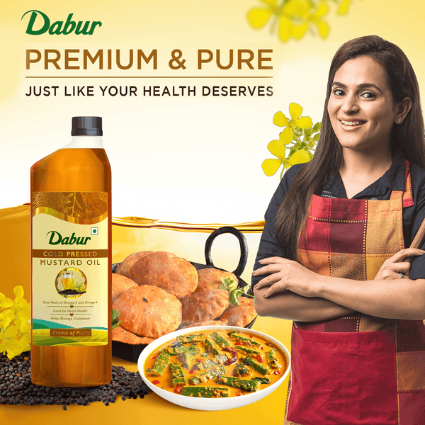 Dabur Cold Pressed Mustard Oil + Daanedaar Cow Ghee – 1L Each | Authentic Taste & Health