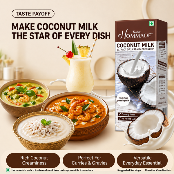 Dabur Hommade Coconut Milk 200ml | 2 Creamy Coconuts
