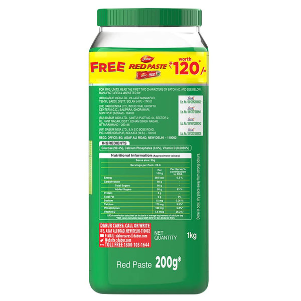 Dabur Glucose-D Jar (Free Dabur Red Toothpaste 200g)