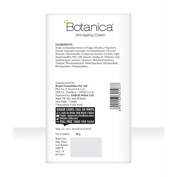Botanica Anti Ageing Cream - Controls wrinkles and fine lines