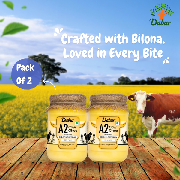 Dabur A2 Cow Ghee | Rich in Vitamin A & Antioxidant | Bilona method | Helps balance Vata & Pitta Dosha | Made from desi cows Milk