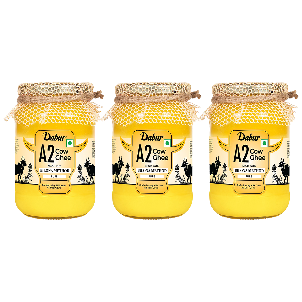 Dabur A2 Cow Ghee | Rich in Vitamin A & Antioxidant | Bilona method | Helps balance Vata & Pitta Dosha | Made from desi cows Milk