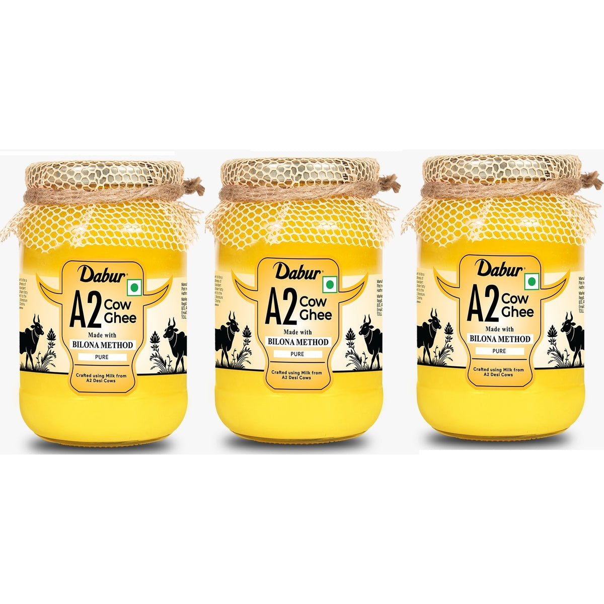 Dabur A2 Cow Ghee | Rich in Vitamin A & Antioxidant | Bilona method | Helps balance Vata & Pitta Dosha | Made from desi cows Milk