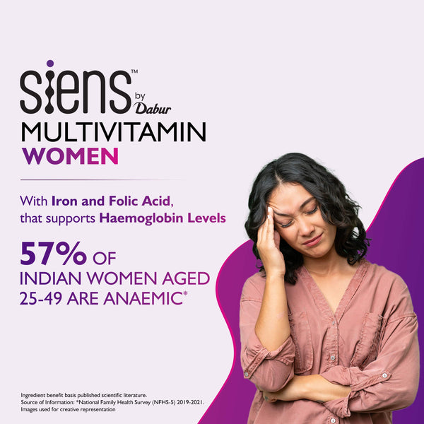 Siens By Dabur Multivitamin for Women | 32 nutrients to Overall Health, Energy, Hormonal balance & Joint