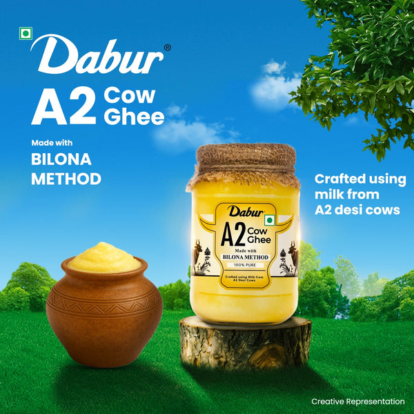 Dabur A2 Cow Ghee | Rich in Vitamin A & Antioxidant | Bilona method | Helps balance Vata & Pitta Dosha | Made from desi cows Milk