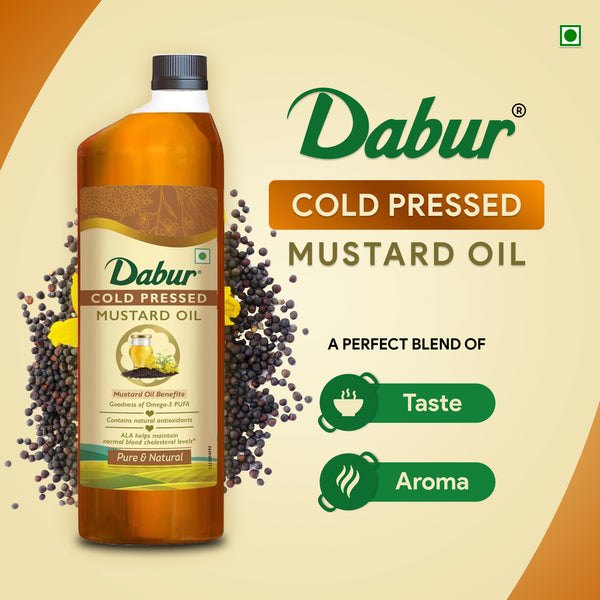 Dabur Cold Pressed Mustard Oil + Daanedaar Cow Ghee – 1L Each | Authentic Taste & Health