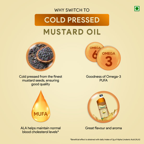 Dabur Cold Pressed Mustard Oil + Daanedaar Cow Ghee – 1L Each | Authentic Taste & Health