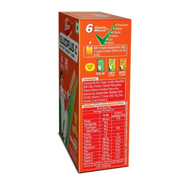New Glucoplus C Orange 200g Pack For Instant Energy