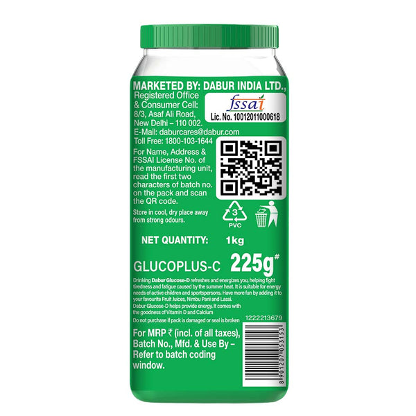 Glucose-D Jar + Glucoplus C Orange 225g Combo For Instant Energy