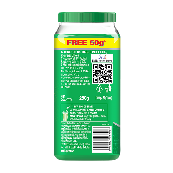 Glucose-D 200g Jar + 50g Free For Instant Energy
