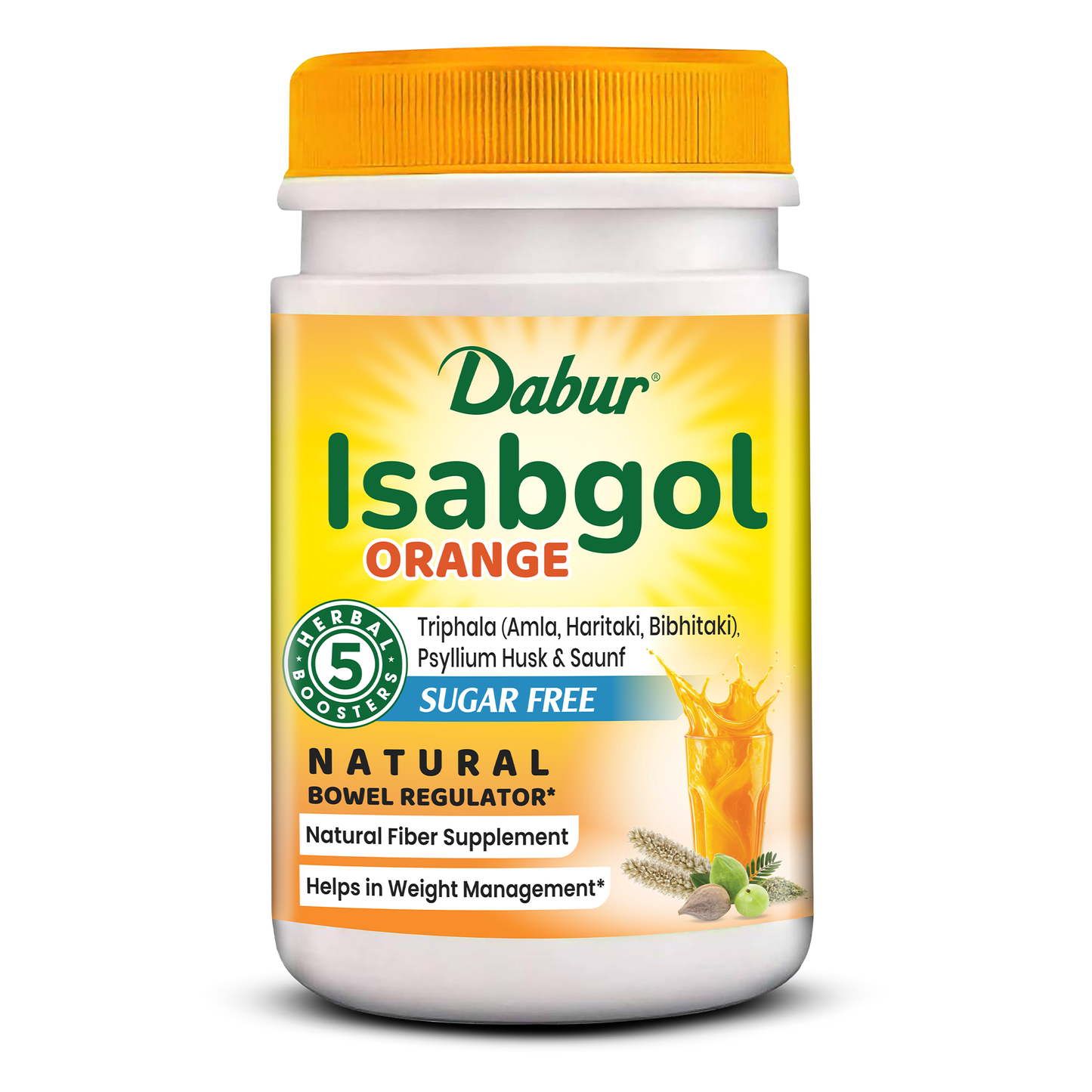 Dabur Isabgol Orange 100g | Natural Fiber Supplement with Orange Flavour