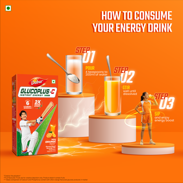 Glucoplus C Orange  Pack For Instant Energy + Free Art Kit