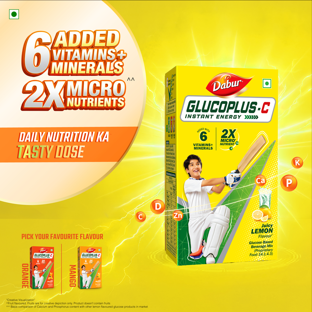 Glucoplus C Lemon Pack For Instant Energy + Free Art Kit