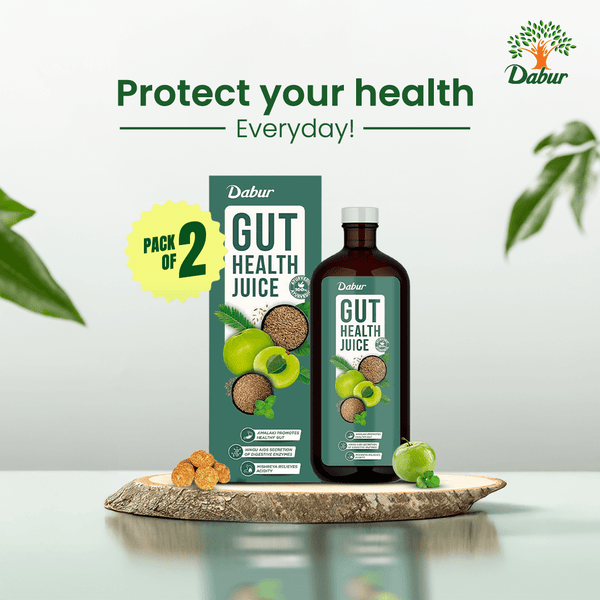 Dabur Gut Health Juice - Natural & Ayurvedic Digestive Care Solution | No Artificial Colors, Flavours & Sugars (Pack of 2)