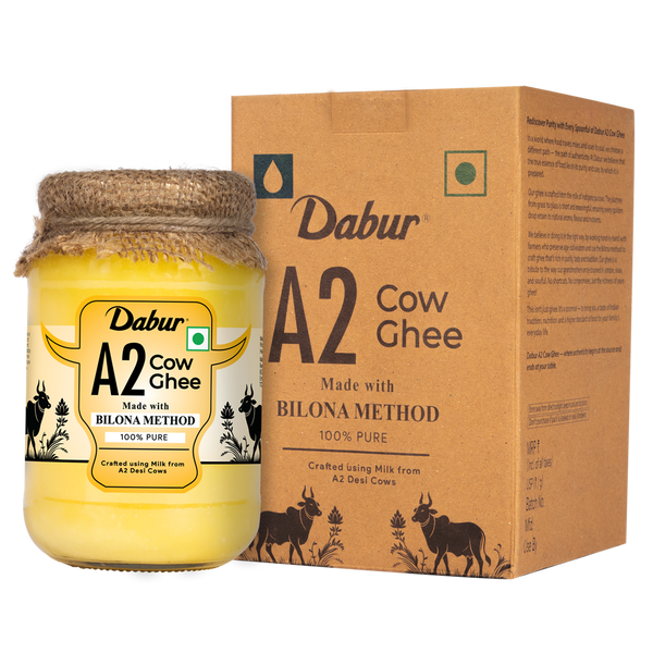 Dabur A2 Cow Ghee | Rich in Vitamin A & Antioxidant | Bilona method | Helps balance Vata & Pitta Dosha | Made from desi cows Milk
