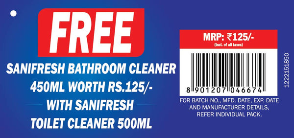 Sani Fresh Advance Disinfectant Toilet Cleaner Liquid, 500ml + 500ml + 48g Odonil Block FREE