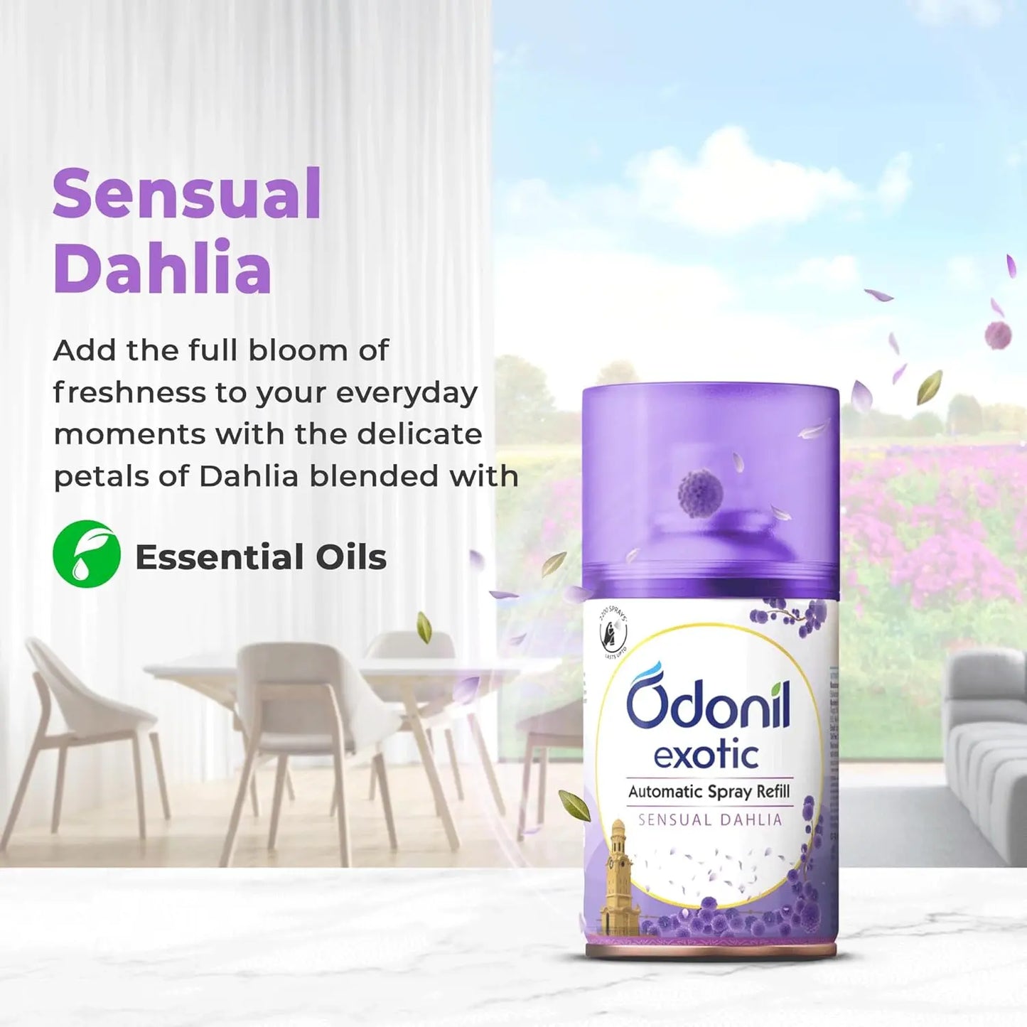 Odonil Exotic Automatic Spray Sensual Dahlia Refill (Pack of 2)