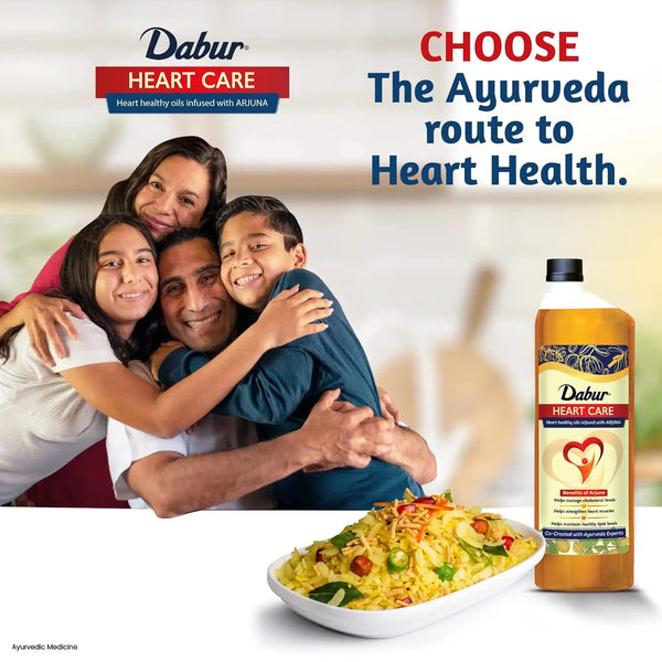 Dabur Heart Care Oil with Arjuna | Rice Bran Oil, Flaxseed oil & Sesame oil | Goodness of MUFA, PUFA and Oryzanol
