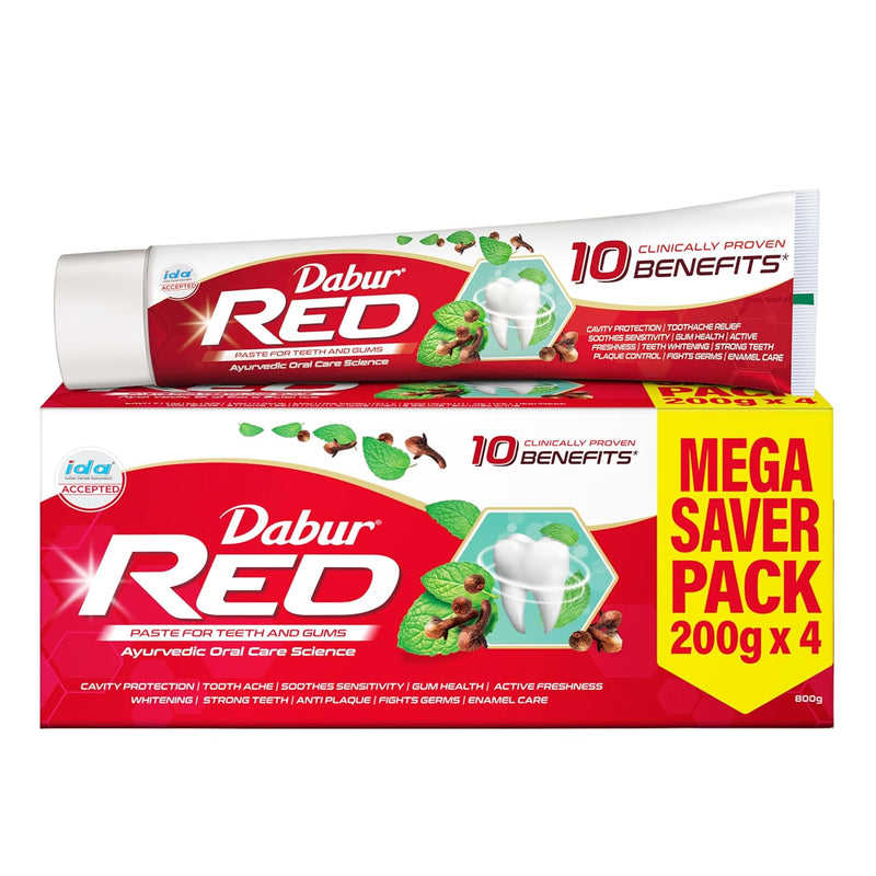 Dabur Red Toothpaste (Buy 3 Get 1 Free) | Fluoride-Free | World's No.1 Ayurvedic Paste | Germ & Cavity Protection