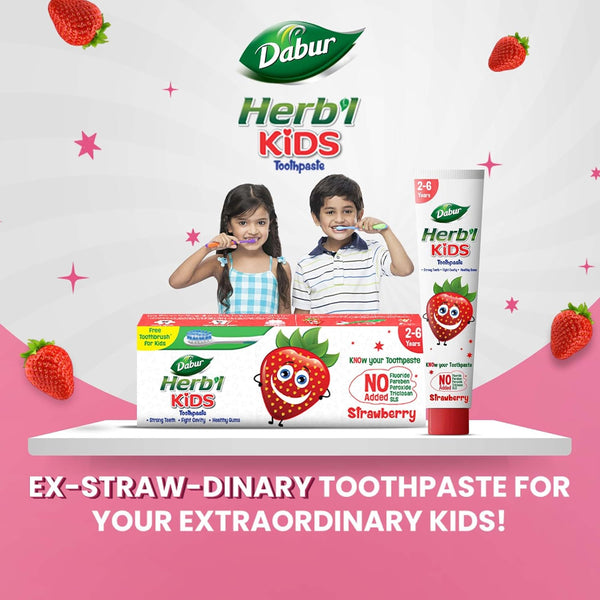 Dabur Herb'l Kids Strawberry Toothpaste (Free Toothbrush)