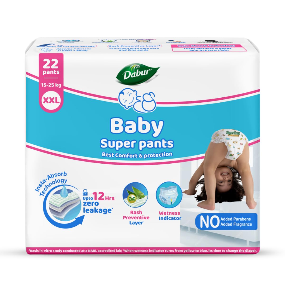 Dabur Baby Super Pants M Size – 22 Pants x 3 Packs | Ultra Soft & Dry