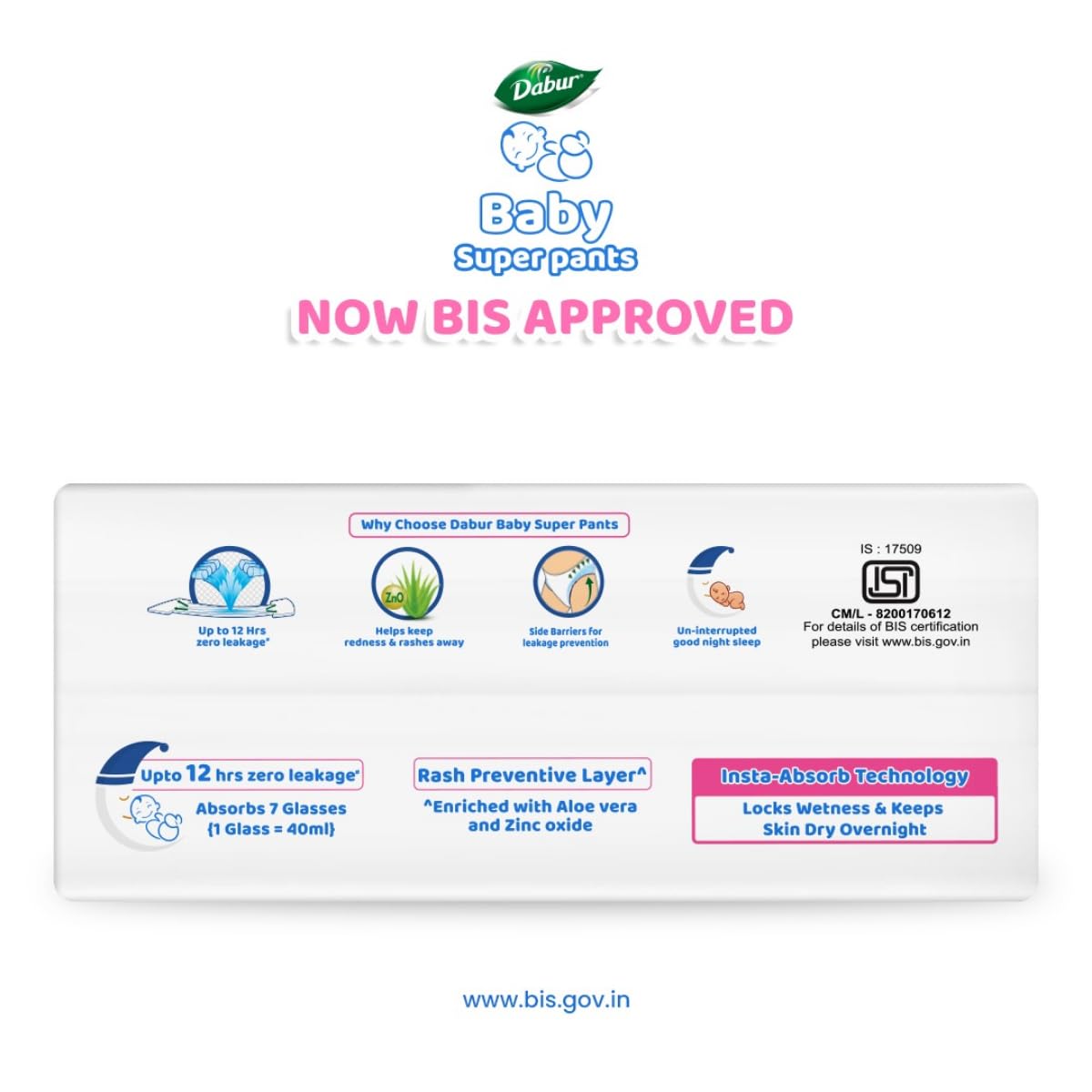Dabur Baby Super Pants M Size – 22 Pants x 3 Packs | Ultra Soft & Dry