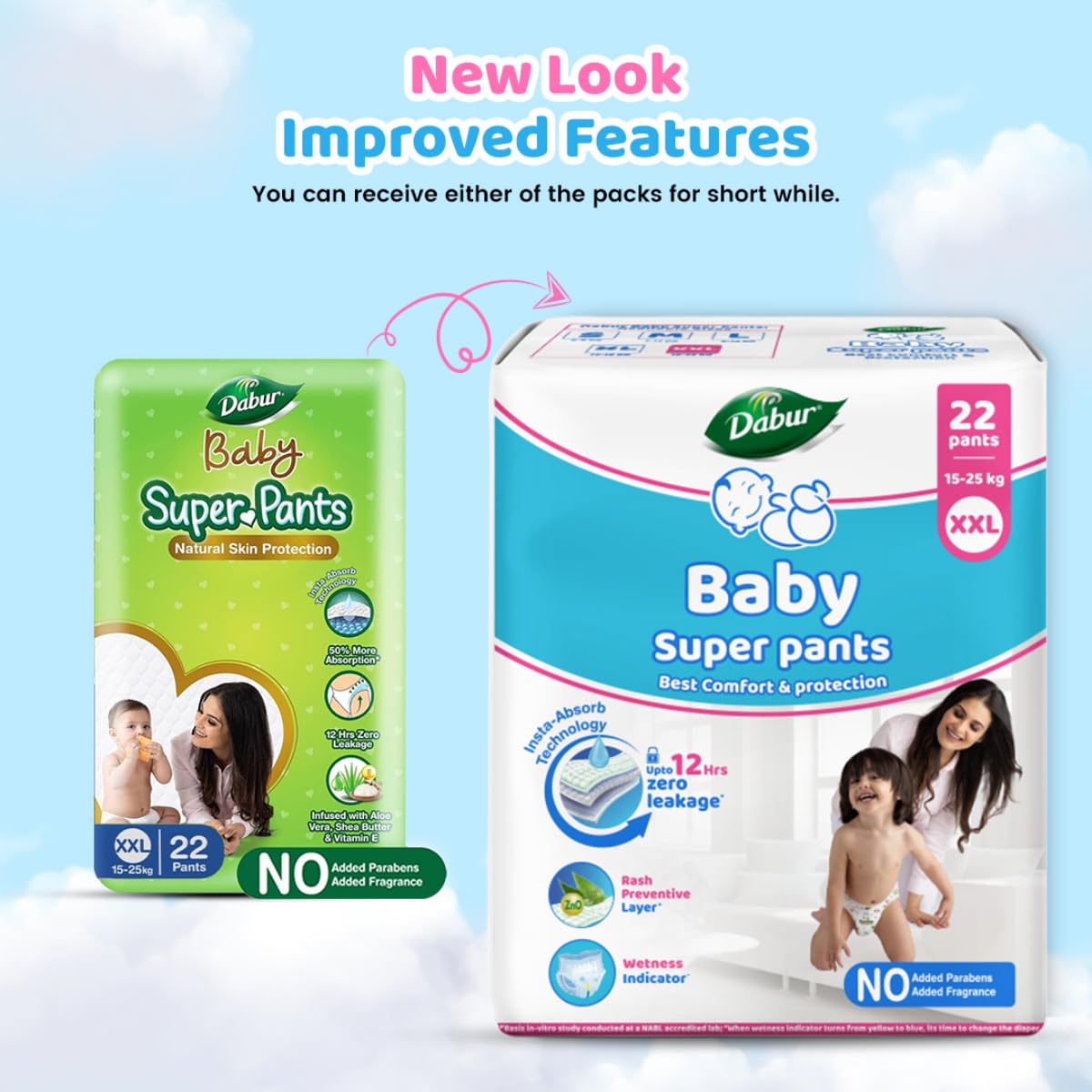 Dabur Baby Super Pants M Size – 22 Pants x 3 Packs | Ultra Soft & Dry