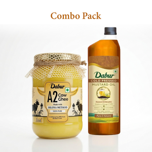 Dabur A2 Cow Ghee 500ml and Cold Pressed Mustard Oil 1ltr