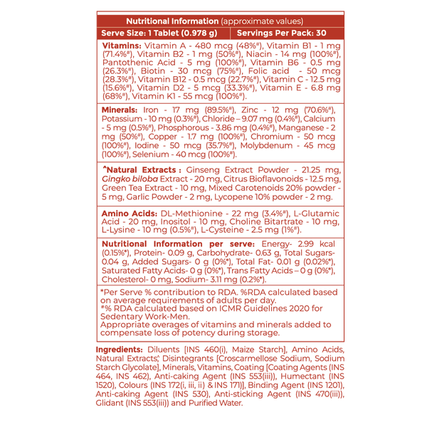 Siens By Dabur Multivitamin for Men | 34 nutrients to Support Energy, Muscle Function & Stamina